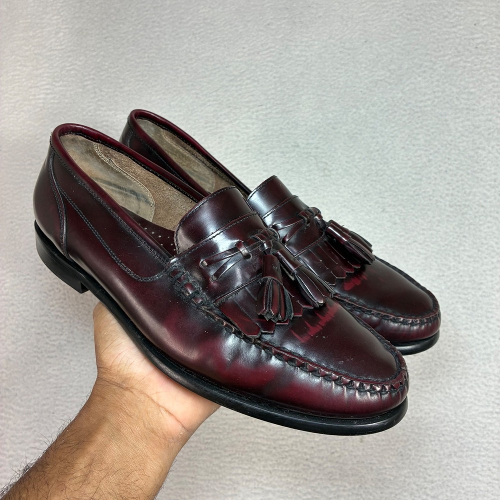 GH Bass Weejuns Tassel Loafers Men 10.5 Burgundy Ox Blood Preppy Dress Shoes